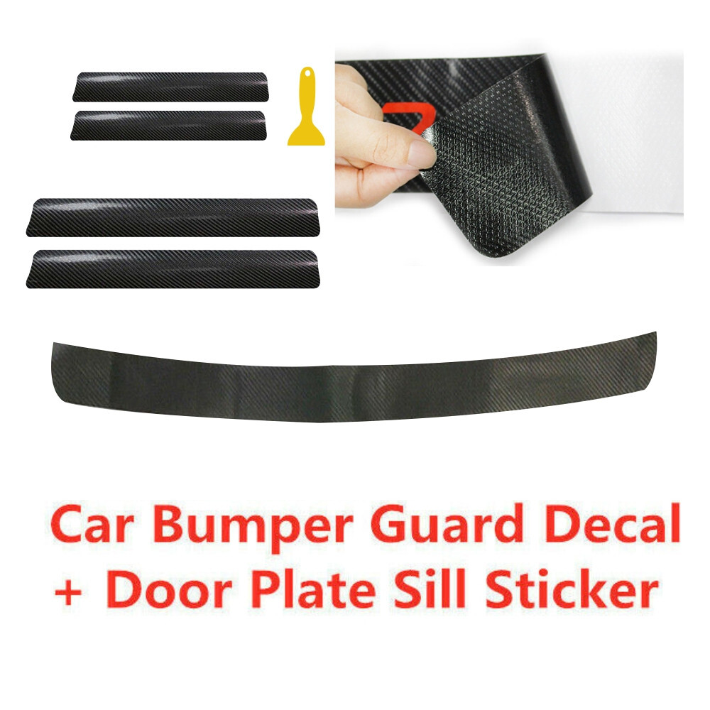 Car Trunk Door Sill Scuff Guard Plate Sticker Protector Anti Scratch Kick 5Pcs