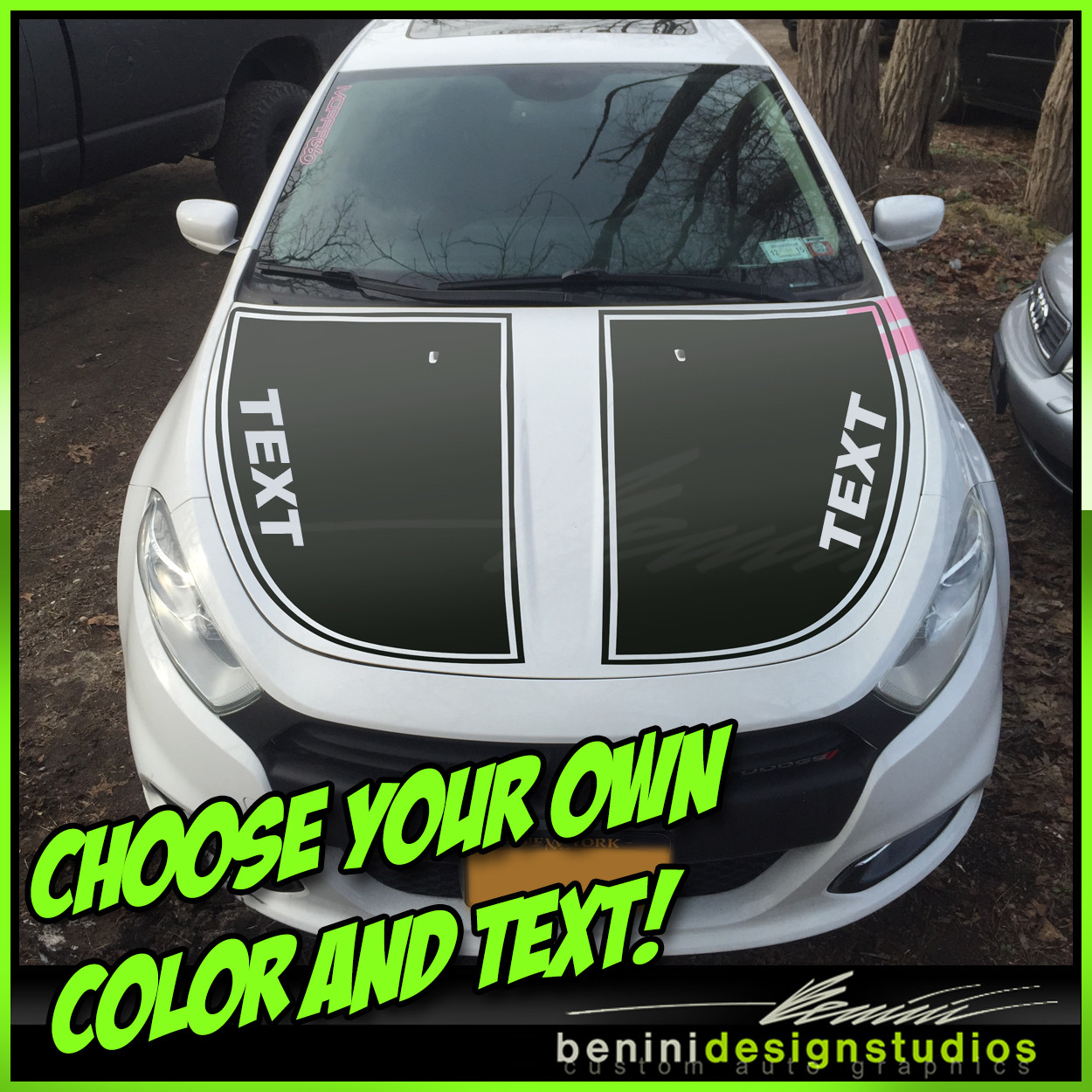 Hood Blackout Racing Stripes Blackout Graphics – Fits 2013-2016 Dodge Dart