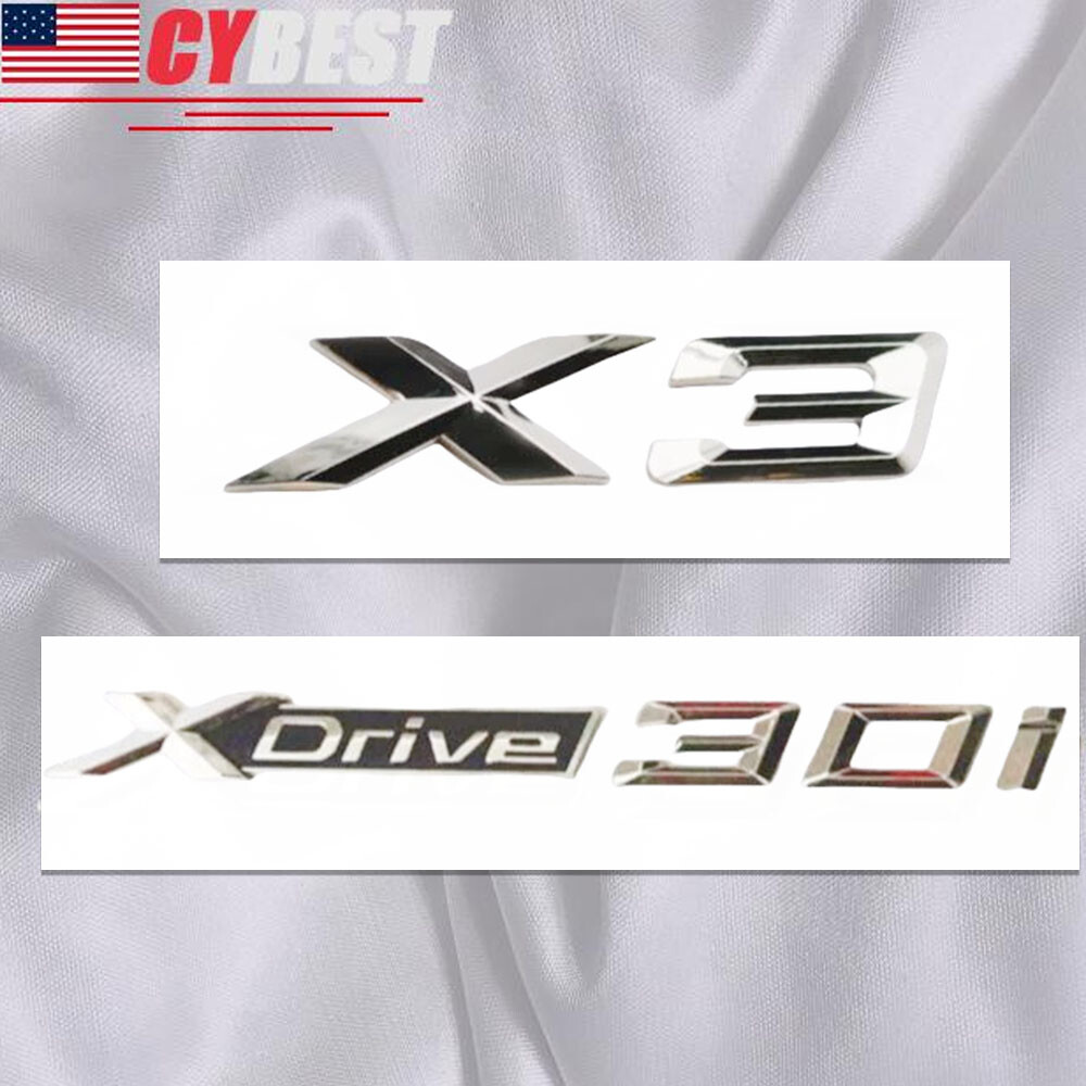 Chrome For X3 Series Emblem X3+XDrive30i Number Letter Rear Trunk Badge Symbol