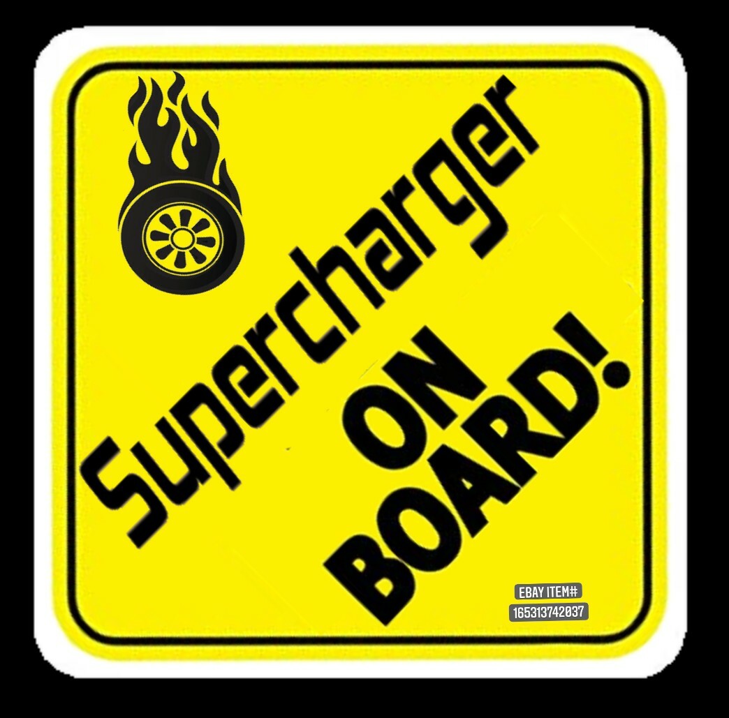 Supercharger on board car window sticker 4X4 inches