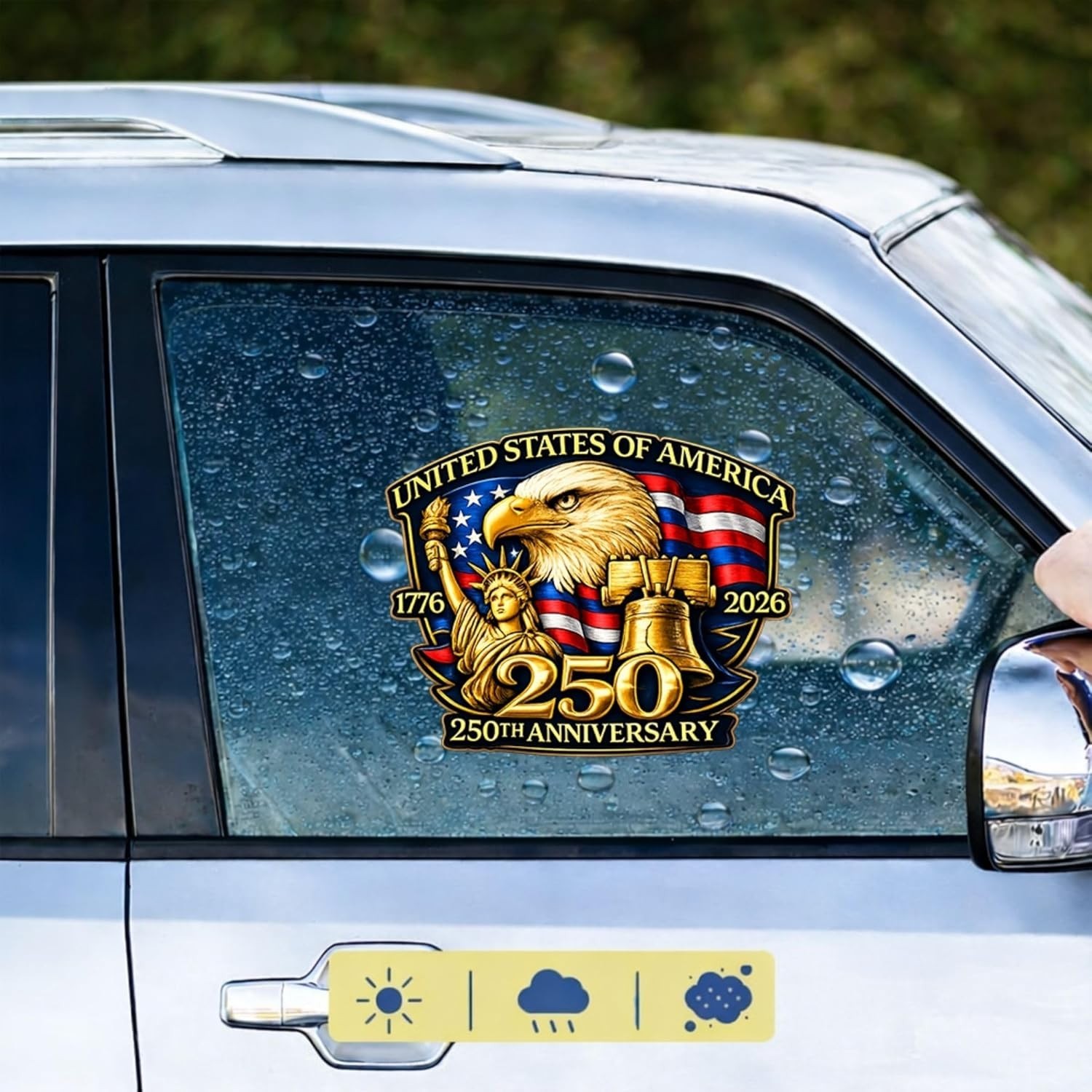 Gold American Eagle Car Decal 250th Anniversary Patriotic Window Sticker Set