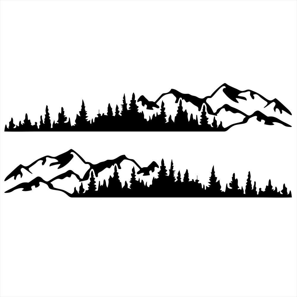 Vinyl Decal Sticker Car Side Body Door Tree Mountain Forest Graphics Decor 2PCS