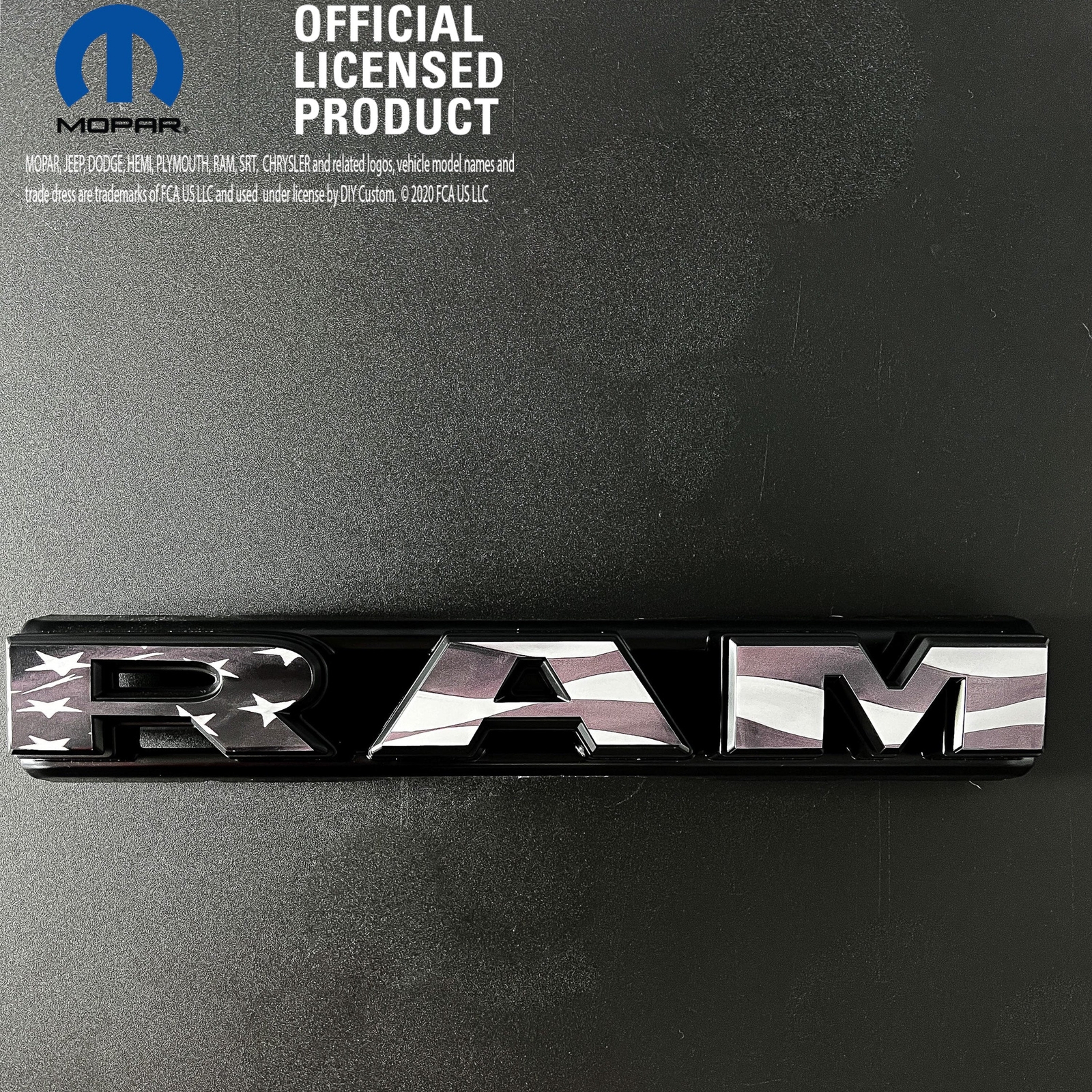 RAM Grill Emblem Overlay Decals Grayscale American Flag Fits 2009-2026 1500-5500