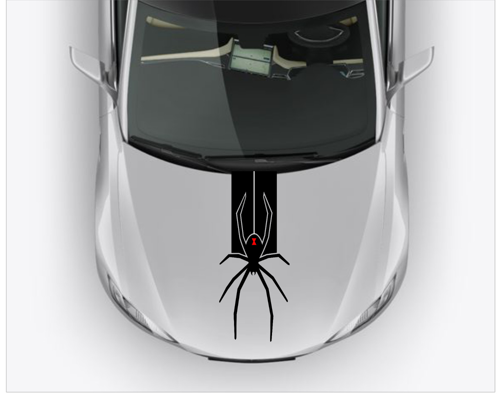 BLACK WIDOW DECAL SPIDER Race Stripe Hood Car Vinyl Sticker – ORACAL 651