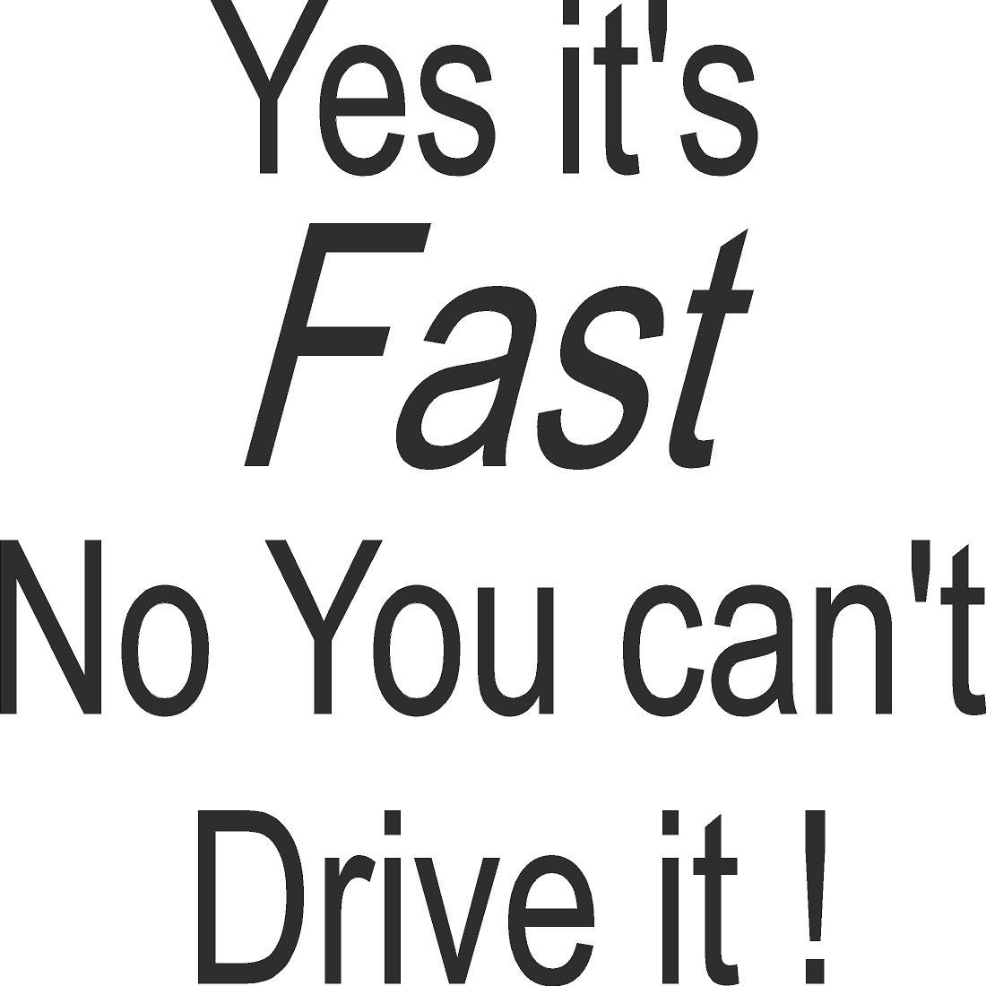 YES IT’S FAST 4.5″ Vinyl Decal Graphic Car Vehicle Quality-Weather Resistant #14