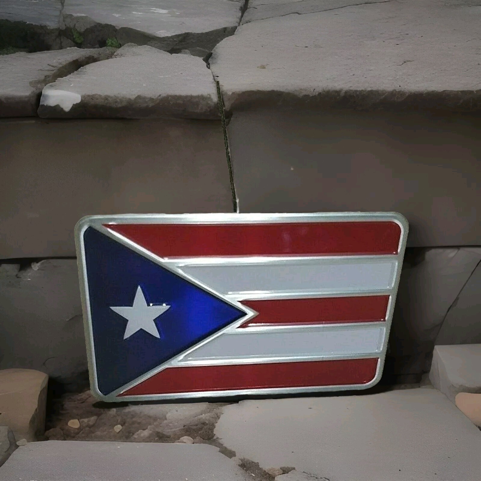 Puerto Rico Flag aluminum alloy Emblem Flag Car metal Sticker 2″x 3.15″ 1 Pair