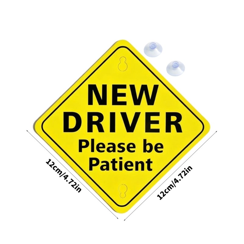 Easy To Use Car Window Sticker New Driver Warning Sign Suction Cup Decals