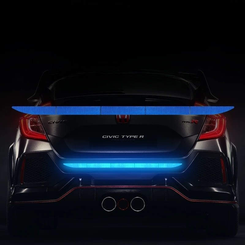 Blue Car Auto Trunk Reflective Warning Sticker Rear Bumper Safety Strip Decal