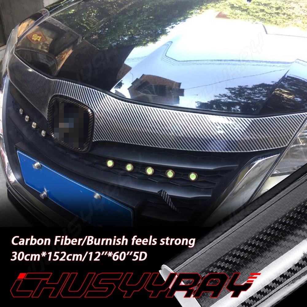 1-PC 5D Real Carbon Fiber Vinyl Wrap Sheet, High Gloss Finish for Auto Exterior