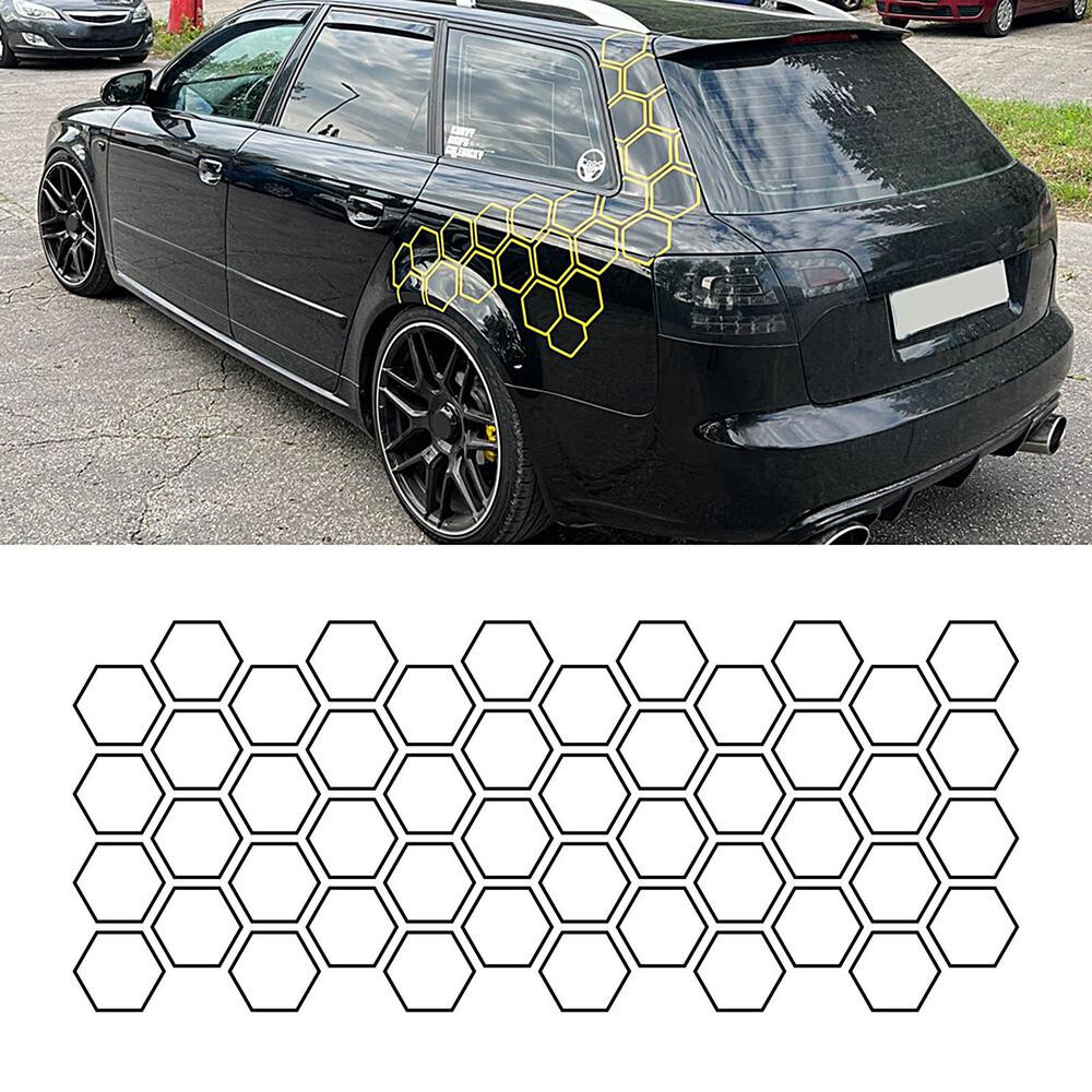 Car Decal Hexagon Side Body Decor Honeycomb Pattern Waist Line Vinyl Sticker
