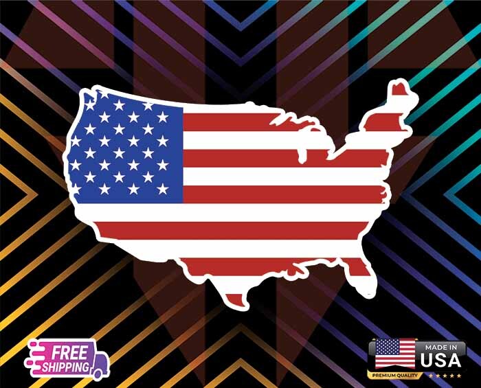 USA BEAUT FLAG MAP , STICKER, DECAL, 6 YR VINYL TRUCK CA+ FREE STICKER WORLDS!