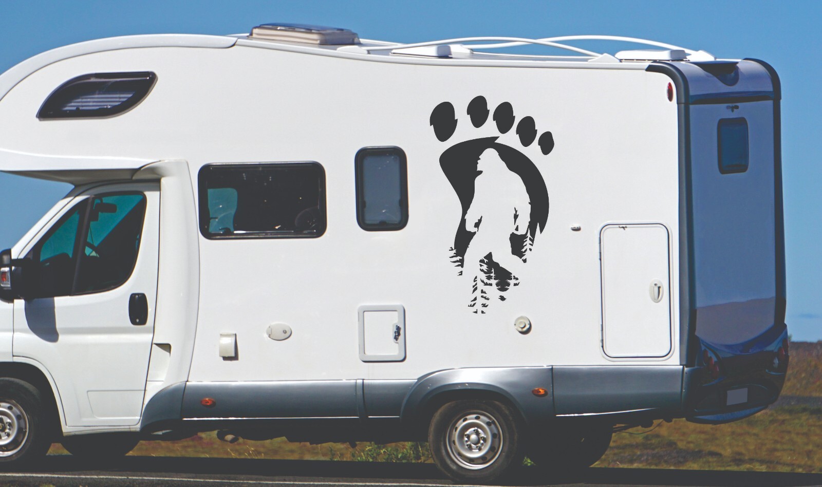 Vinyl Decal Bigfoot Silhouette W/ Trees Inside Footprint Premium Quality Vinyl