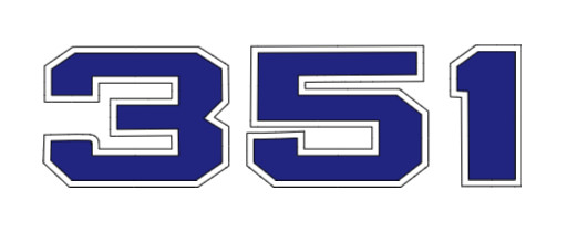 Two-Color 351 Emblem Decal Small Block Ford Windsor Cleveland V8 Sticker