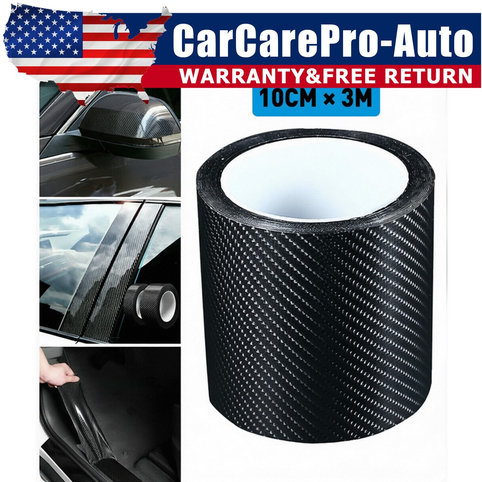 Car Carbon Fiber Vinyl Film Sticker Door Sill Scuff Anti Scratch Tape Protection