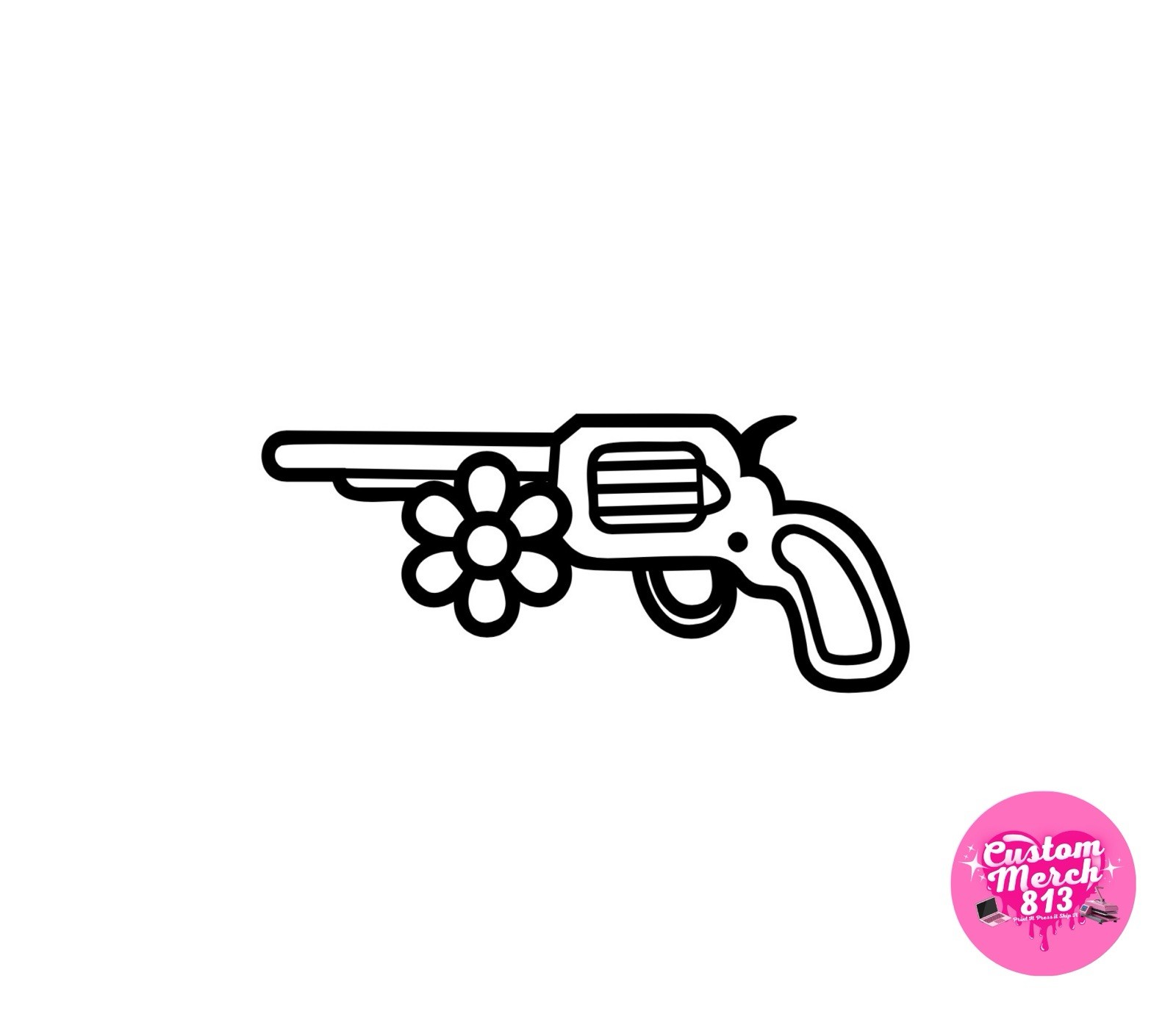 Revolver Decal Flower Vinyl Car Motorcycle Laptop 4inx3in