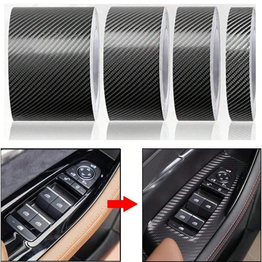 3D Anti Scratch Carbon Fiber Vinyl Film Tape Car Door Sill Scuff Sticker 9.8In