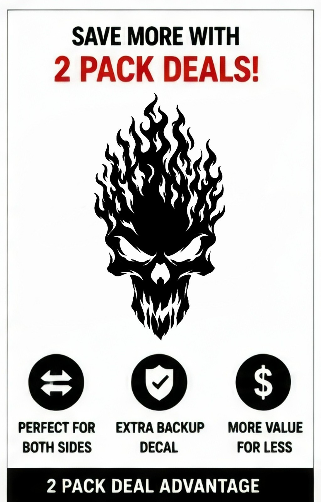 Flame Skull Car Window Vinyl Decal Graphic Weatherproof Laptop Bumper Sticker