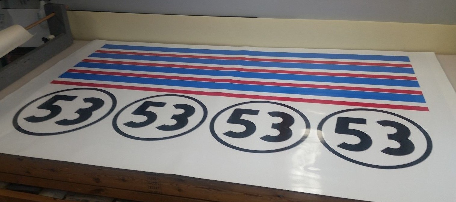 HERBIE “LOVE BUG” vehicle reproduction kit VW w/ extra stripe – LAMINATED