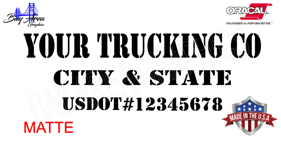 CUSTOM VINYL TRUCK DOOR DECALS SET 2 COMPANY NAME USDOT CITY STATE
