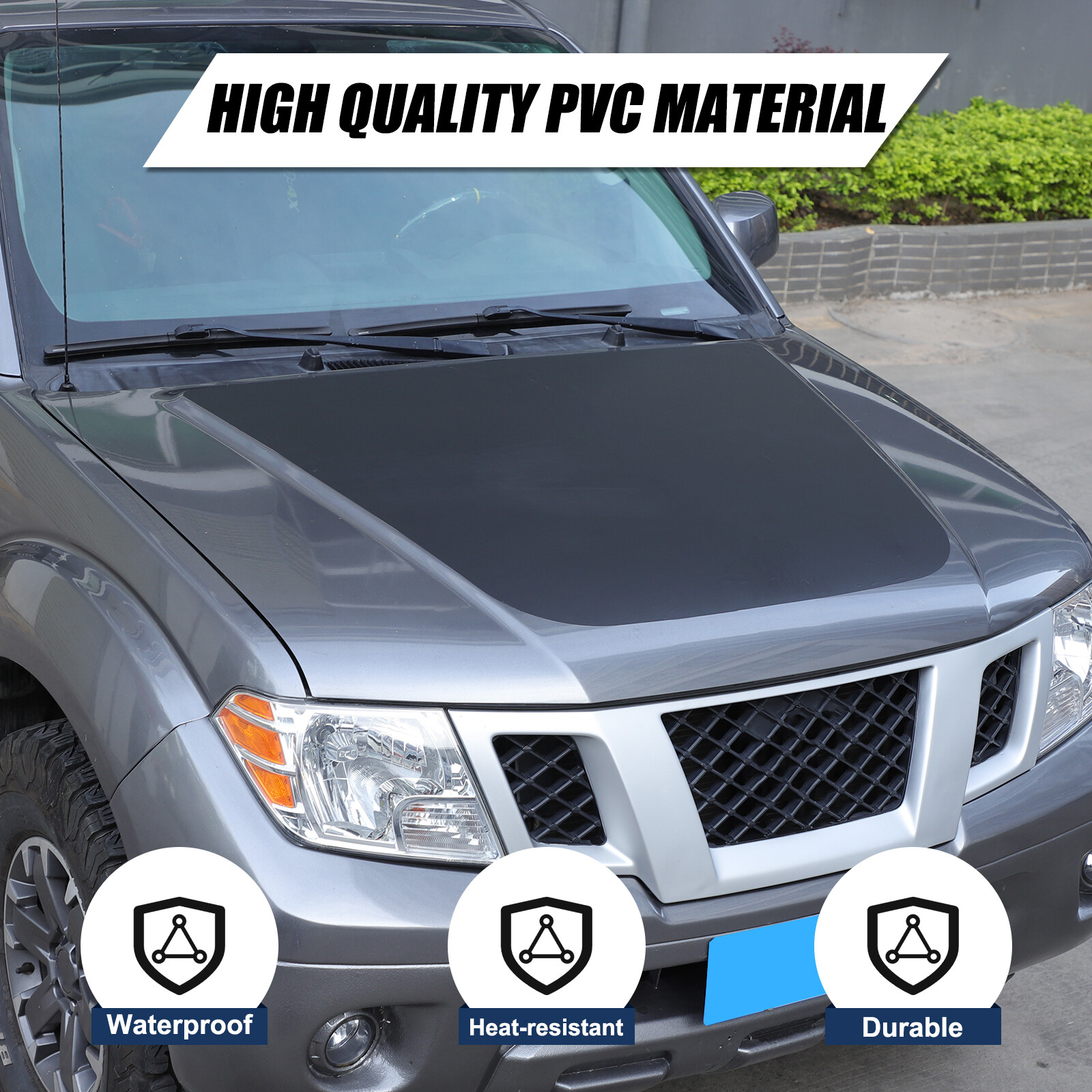 Black Front Exterior Hood Trim Sticker Decal For Nissan Frontier 2009-2017