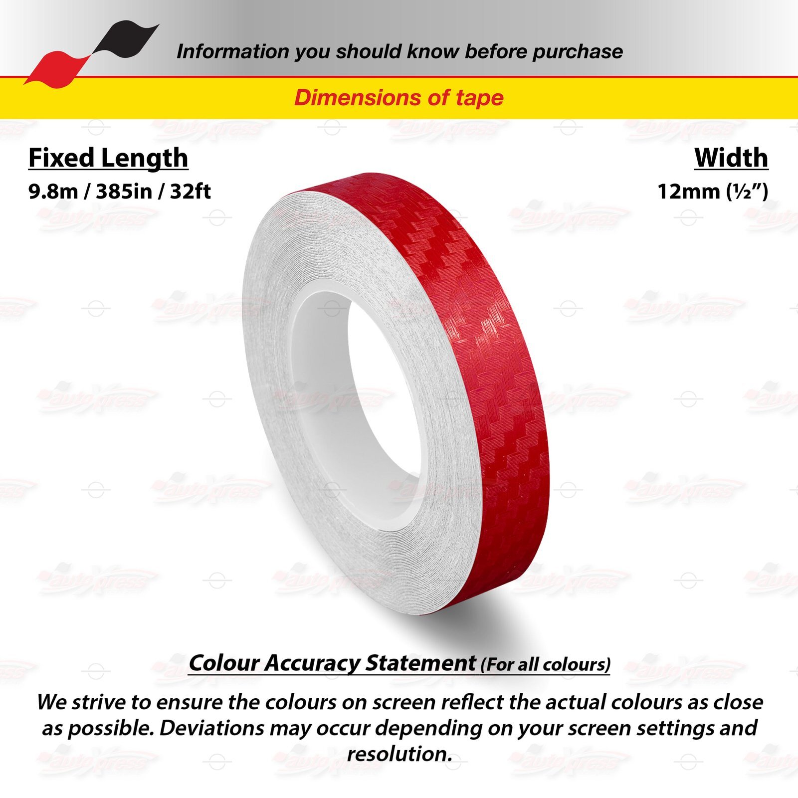 1/2″ Roll Vinyl Pinstriping Pin Stripe Line Tape Sticker 12mm CARBON FIBER RED