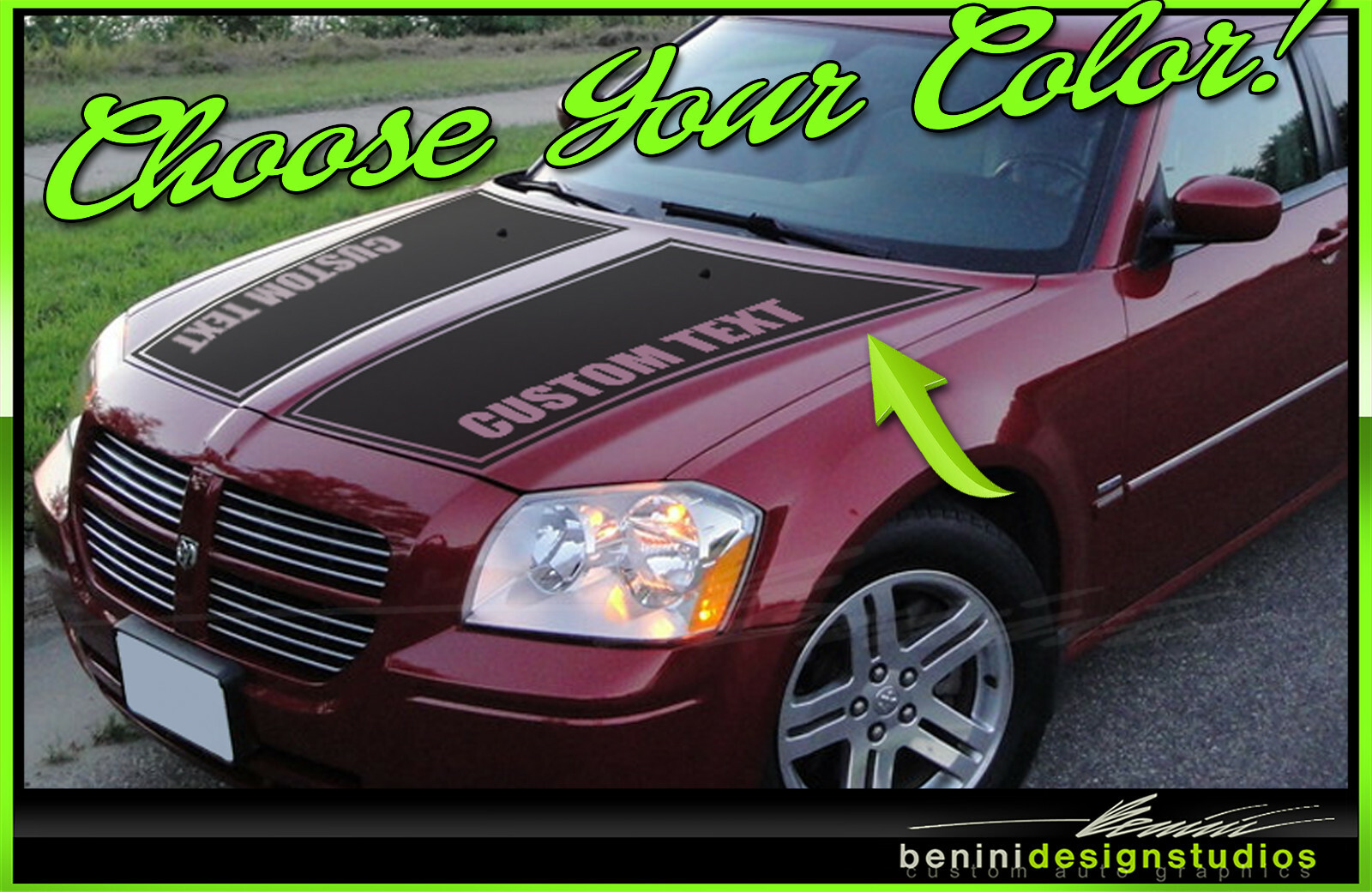 Custom Vinyl Hood Racing Stripes Fits 2005 – 2007 Magnum RT SXT SE