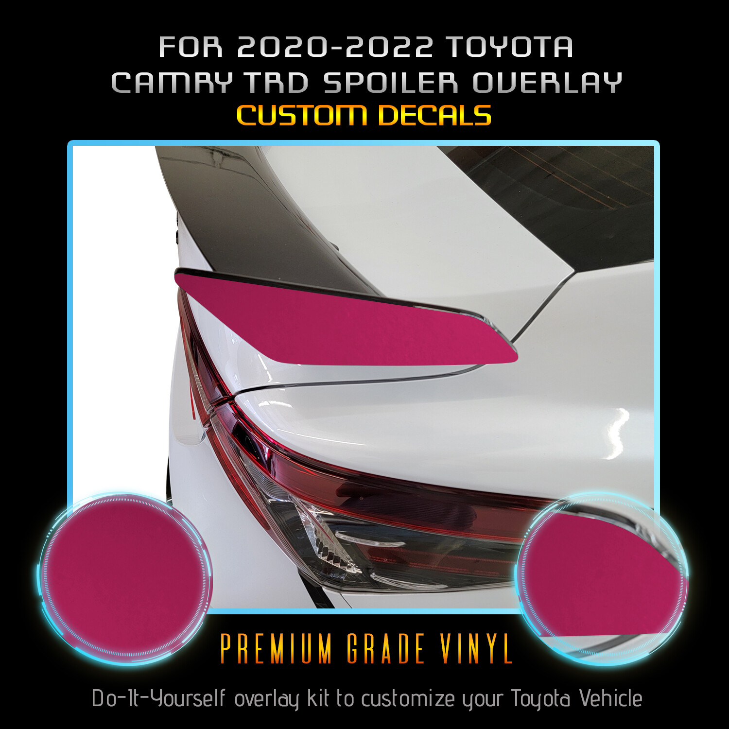 For 2020-2022 Camry TRD Spoiler Sides Graphic Overlay Decal Satin Metallic Vinyl