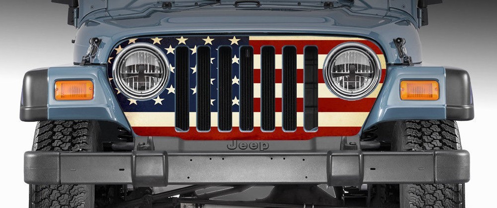 Grill Wrap American Flag Vinyl Graphics for Jeep Wrangler 1997-2006