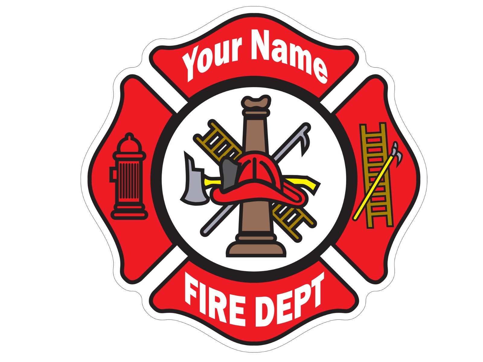 Customized Fire Department Maltese Cross Vinyl Decal Outdoor Laminated 2″-52″
