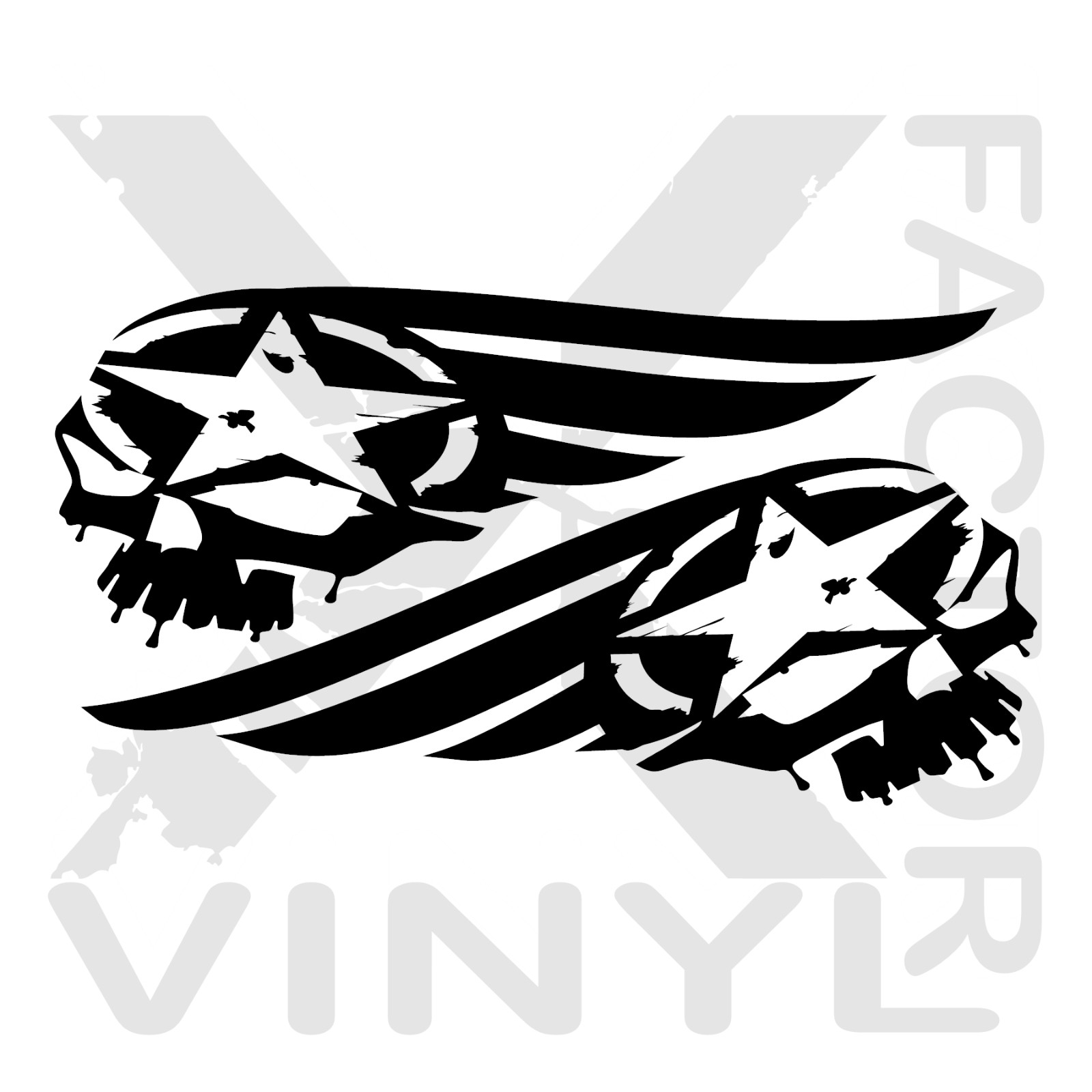 Set of Winged Skull with Star Vinyl Dicut Decal Stickers 14 Color 2 Size FREESHP