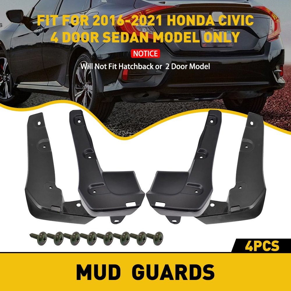 Mud Flaps Splash Guards For 2016-2021 Honda Civic Sedan Front&Rear Wheel J