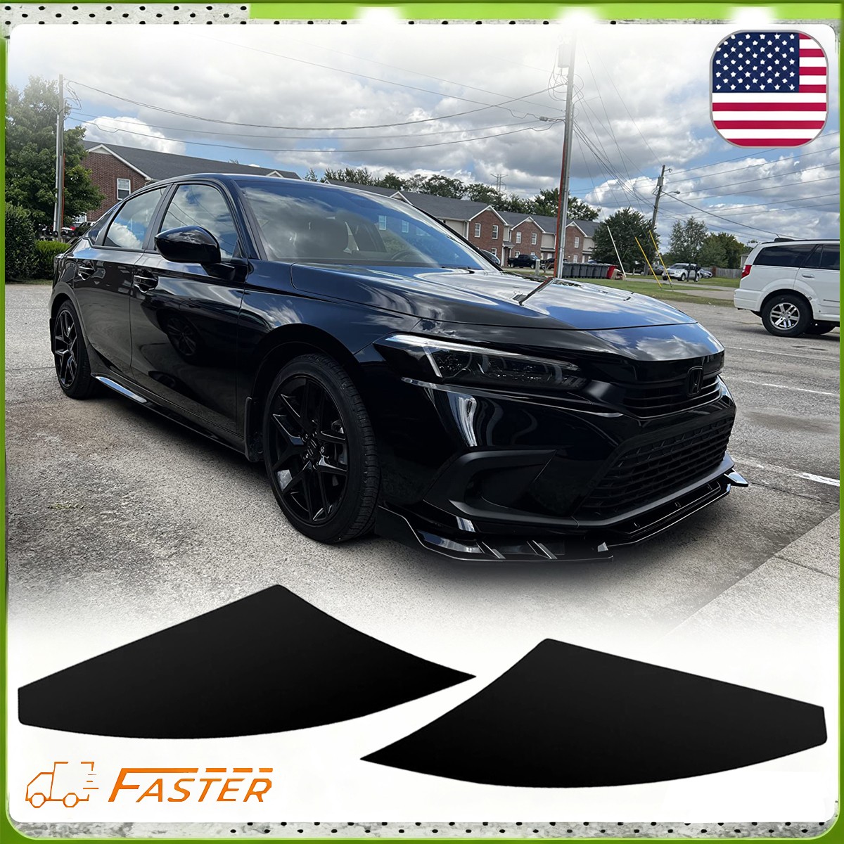 Headlights Amber Delete Smoke Blk Tint For 2022-25 Honda Civic Sedan & Hatchback