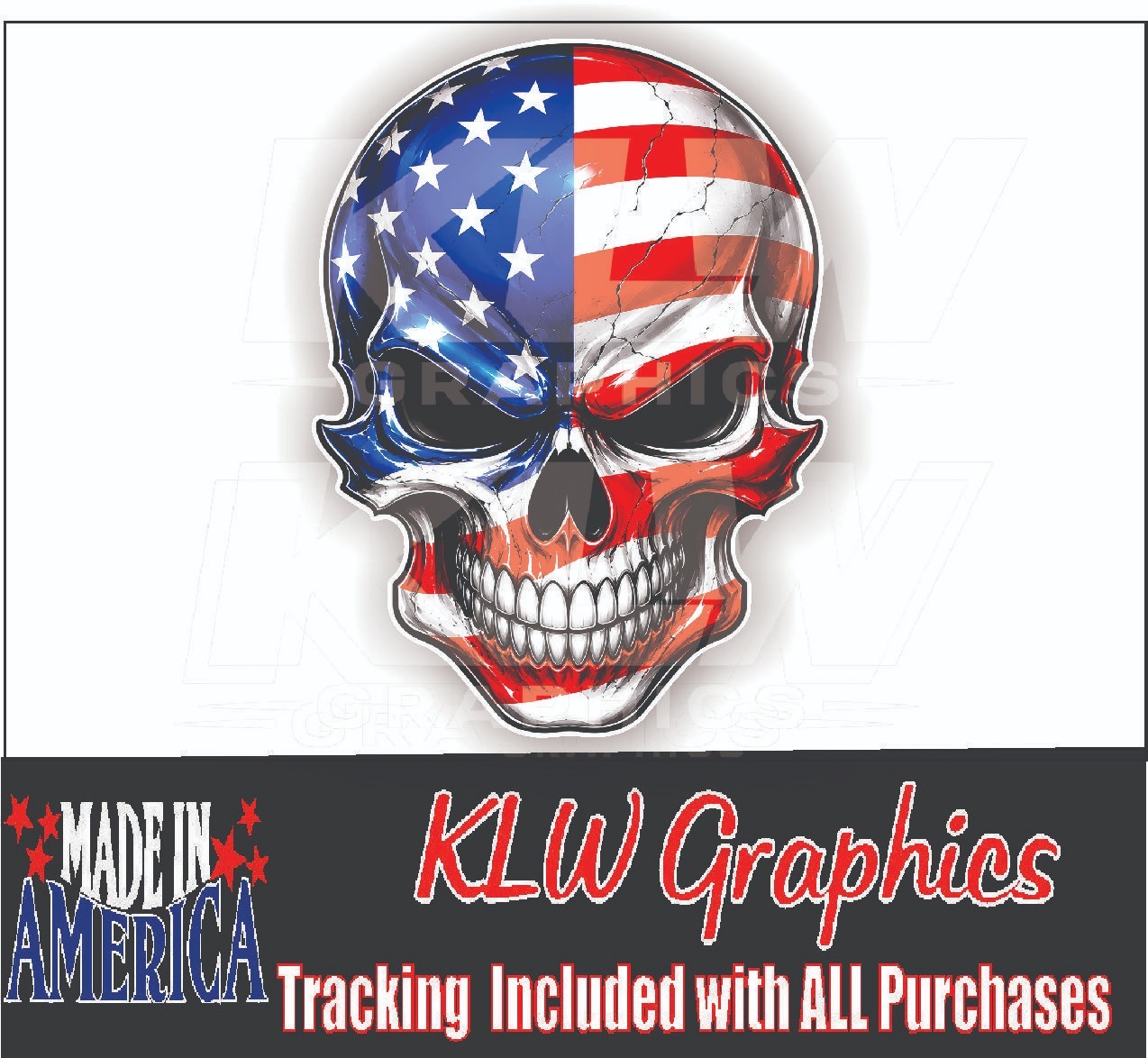 American Flag Skull Decal Patriotic USA Skull Sticker Red White Blue Vinyl Car