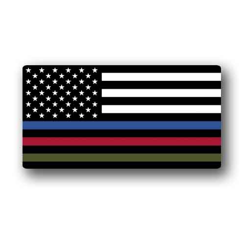Blue Line Flag 5″ Wide – Red, Green, Gray – Police, Fire, Military Sticker