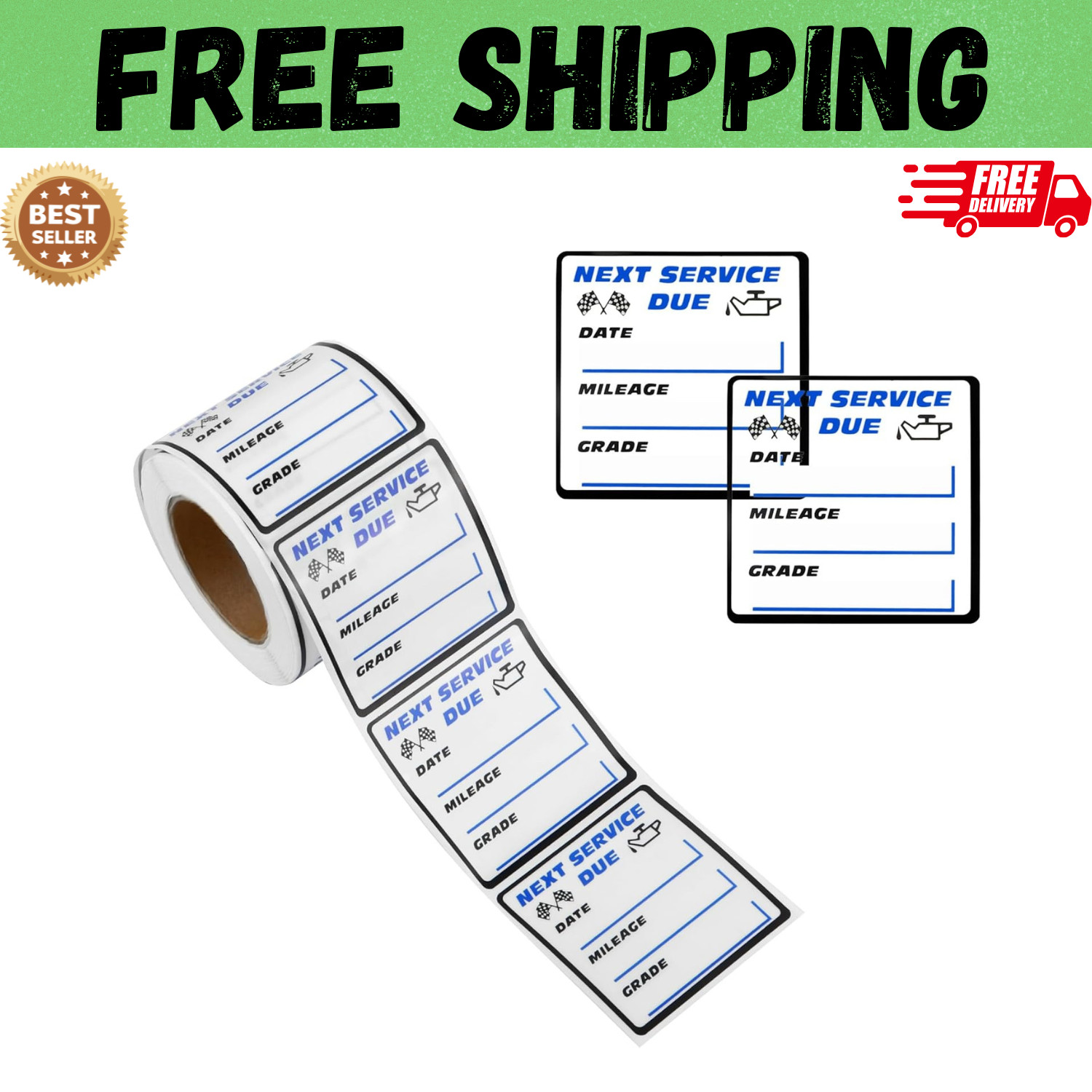 300PCS Car Oil Change Stickers for Windshield, Next Service Due Sticker,2″x2″