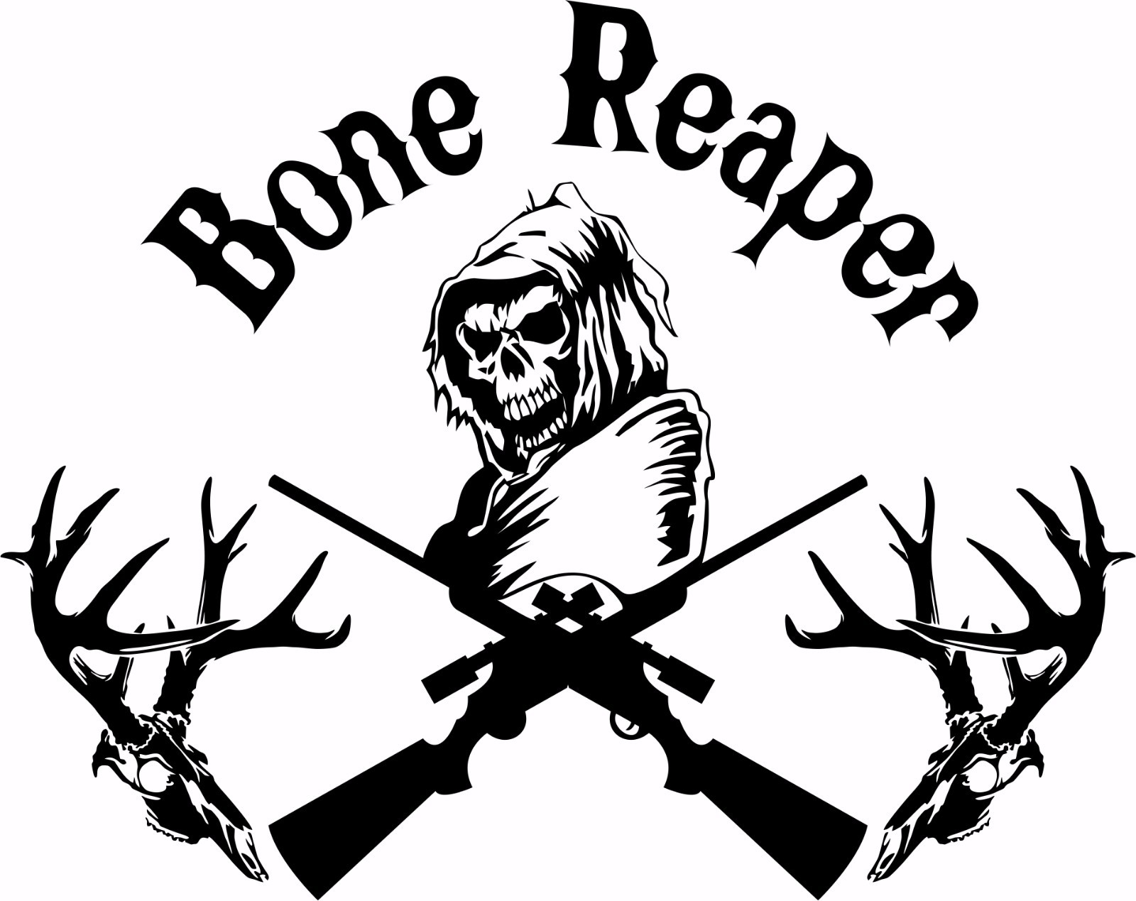 Bone Grim Reaper Gun Hunting Deer Skull Car Truck Window Vinyl Decal Sticker