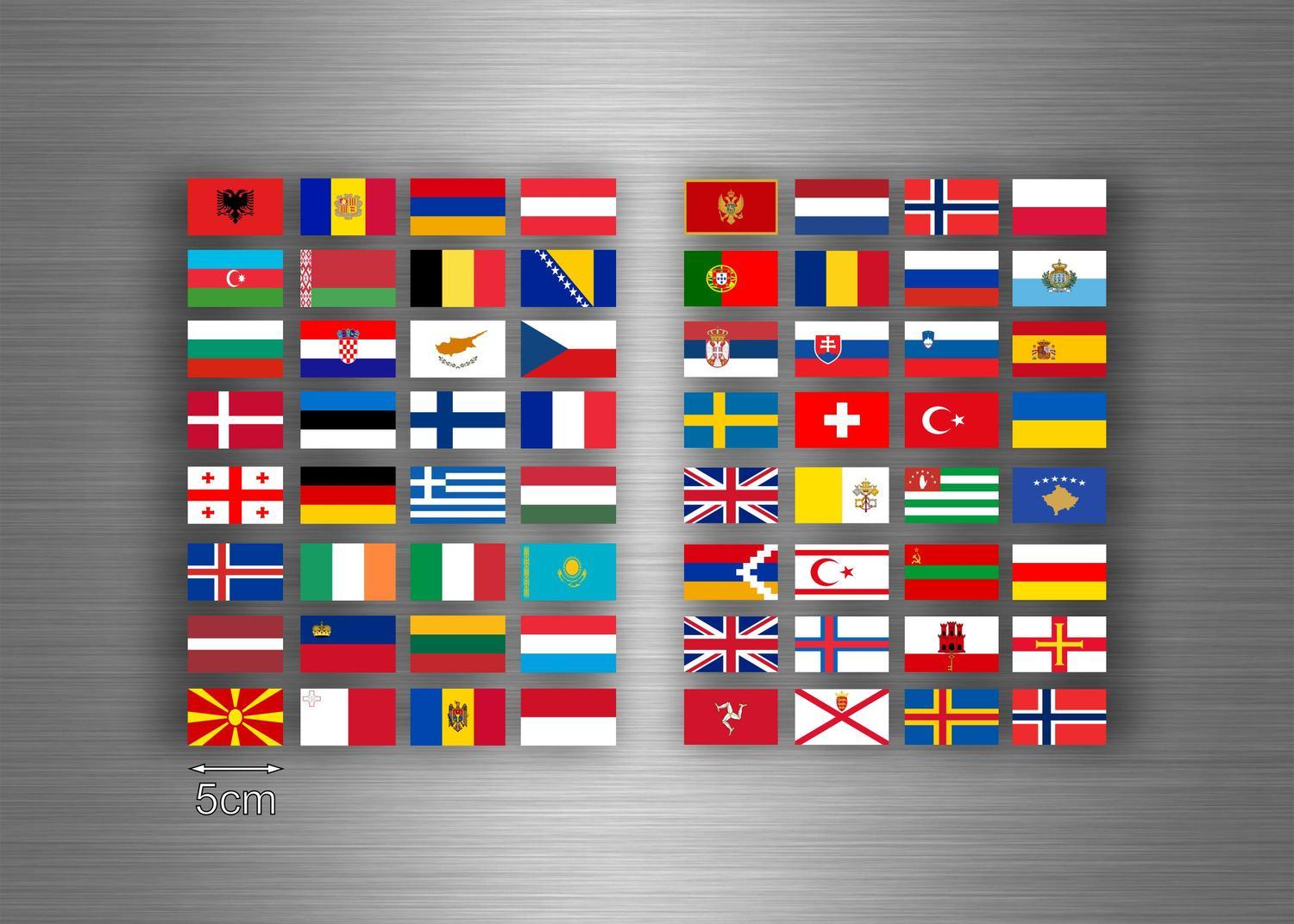 Set 64x sticker european europe flag scrapbooking country collection stamp 5cm