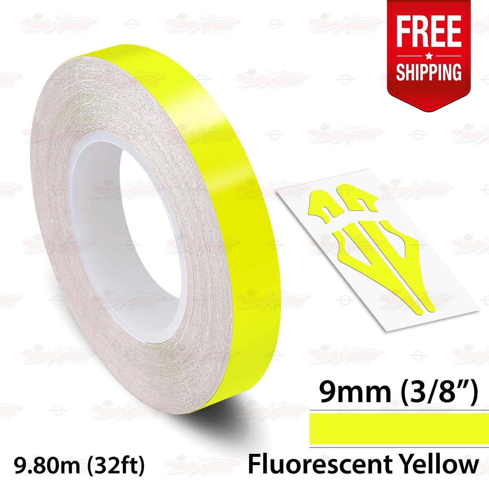 FLUORESCENT YELLOW 3/8″ 9mm Roll PIN STRIPE PinStriping TAPE Decal Vinyl Sticker