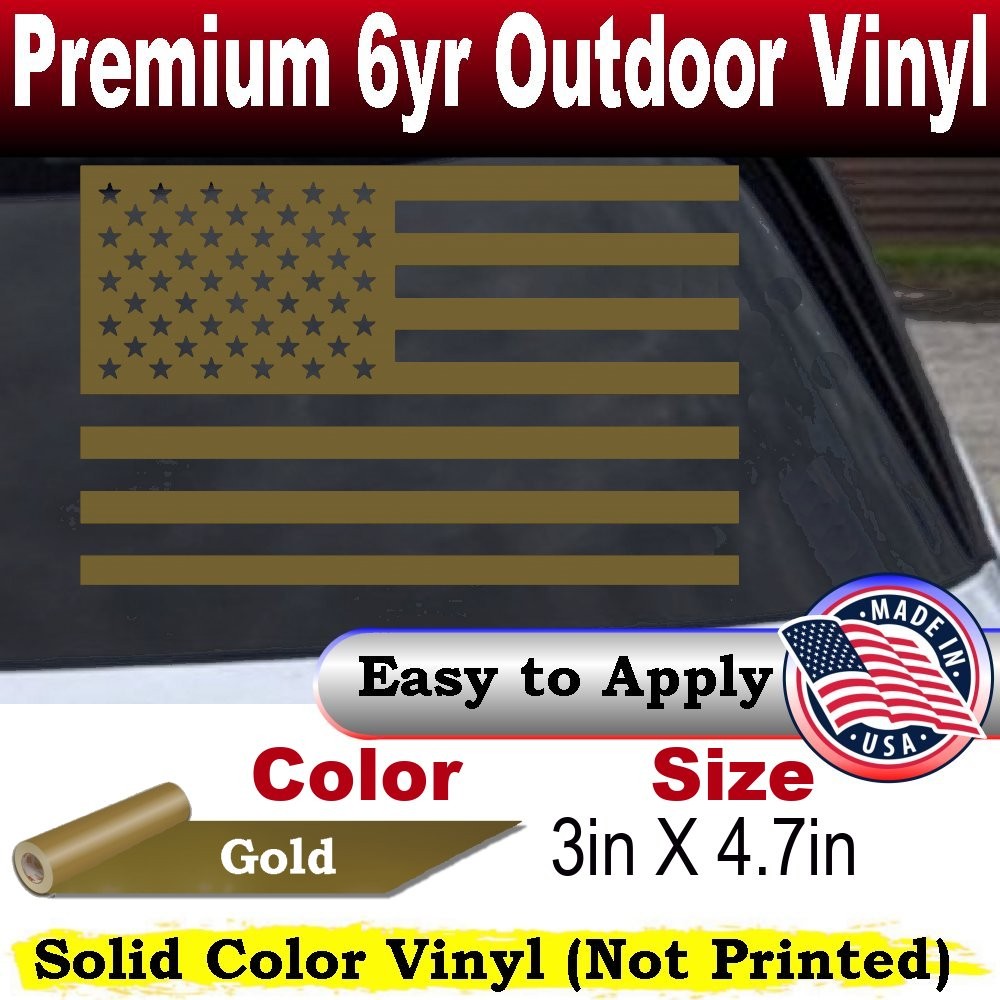 American Flag Car or Truck Window Laptop Decal Sticker Gold 3X4.7