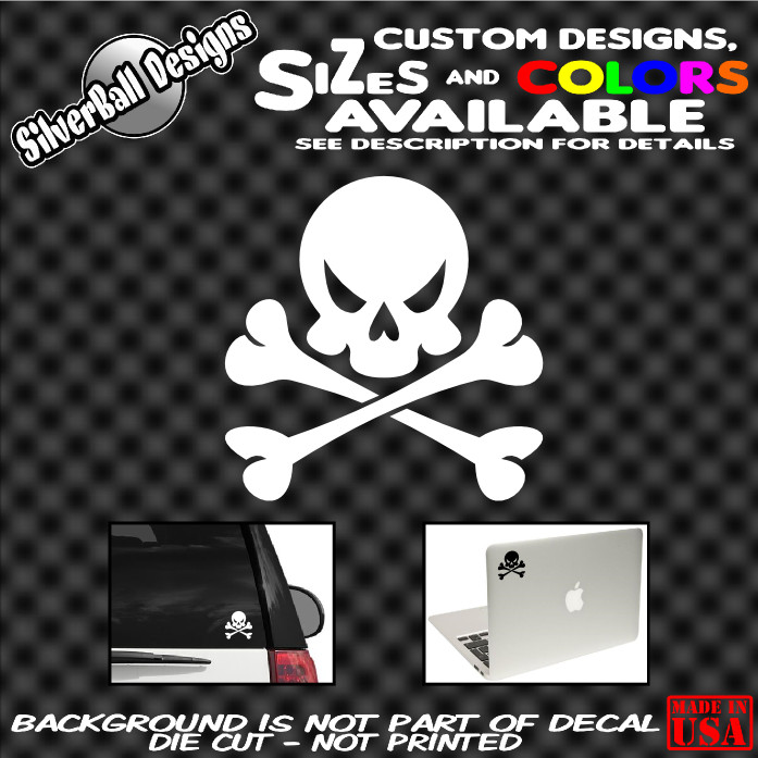 Skull and Cross Bones Custom Vinyl decal Harley Rat Hot Rod Window Laptop 3DS