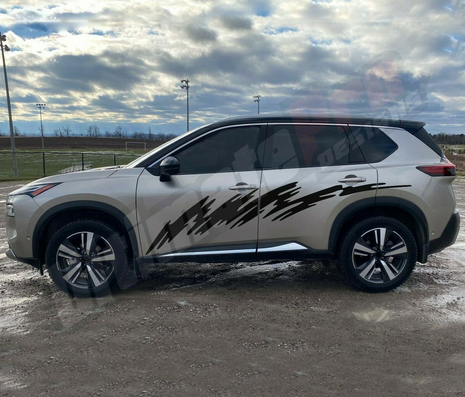 Surf Wave style DOOR Stripes Sticker For Nissan Rogue X-trail Sport T33 bar trim