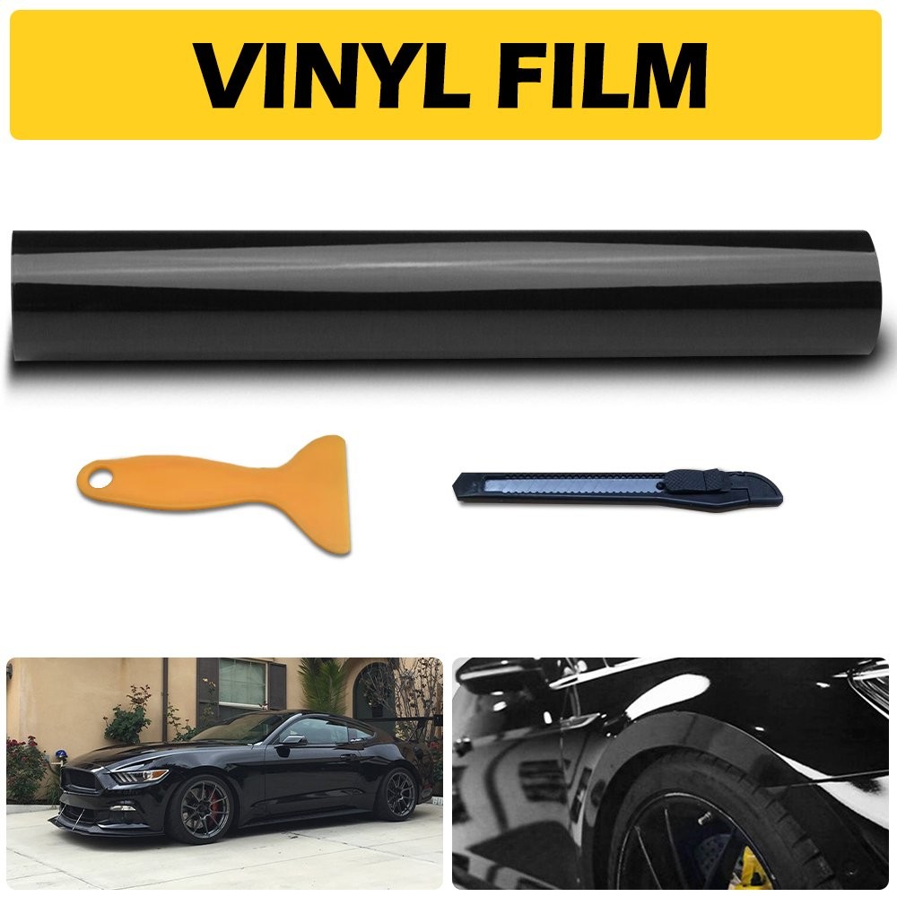 Car Vinyl Film Wrap Roll Wrap Stickers Automotive Gloss Black 59IN x 11.8IN EXV