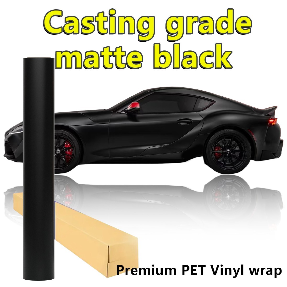 5FTx50FT PET Matte Black Vinyl Wrap Self-Adhesive Air Release US Stock
