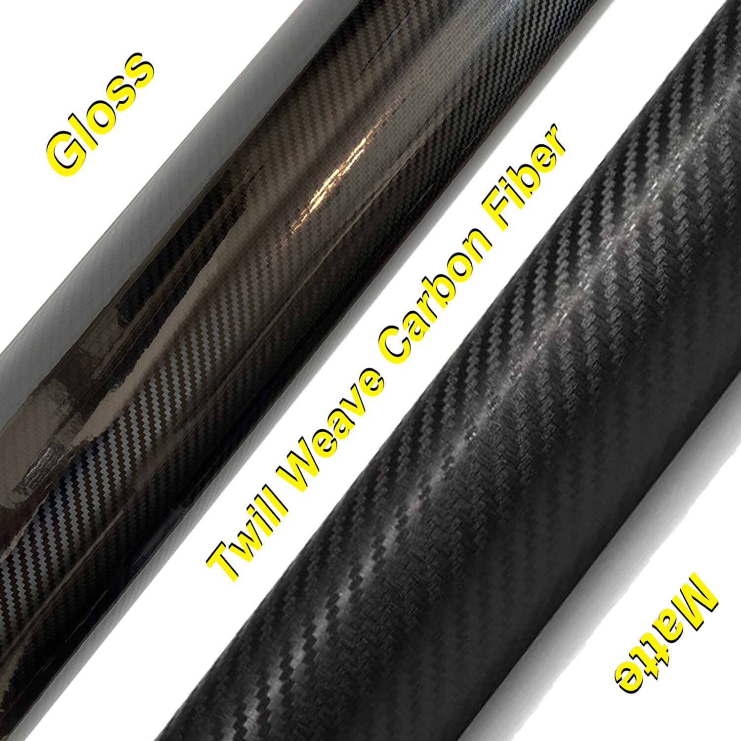 Twill-Weave High Gloss and Dry Matte Black Carbon Fiber Vinyl Wrap Air Release