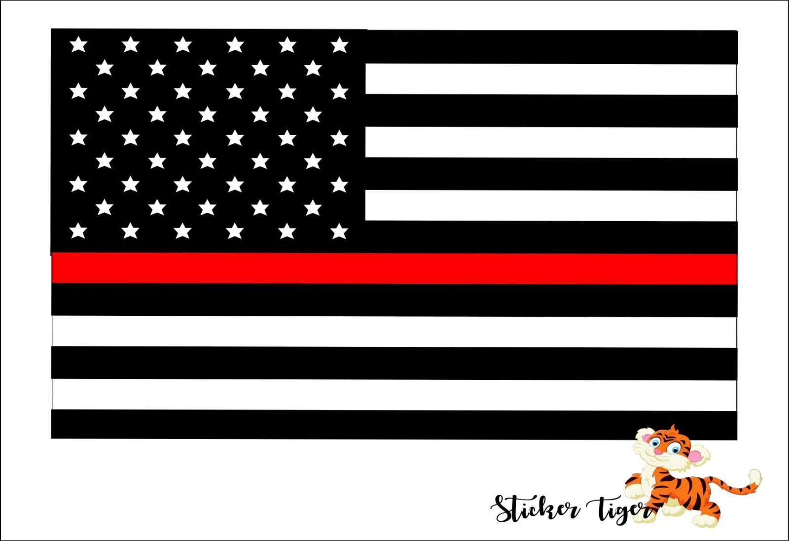 Thin Red Line Flag Decal – 3×5 in. Black White and Red American Flag Sticker