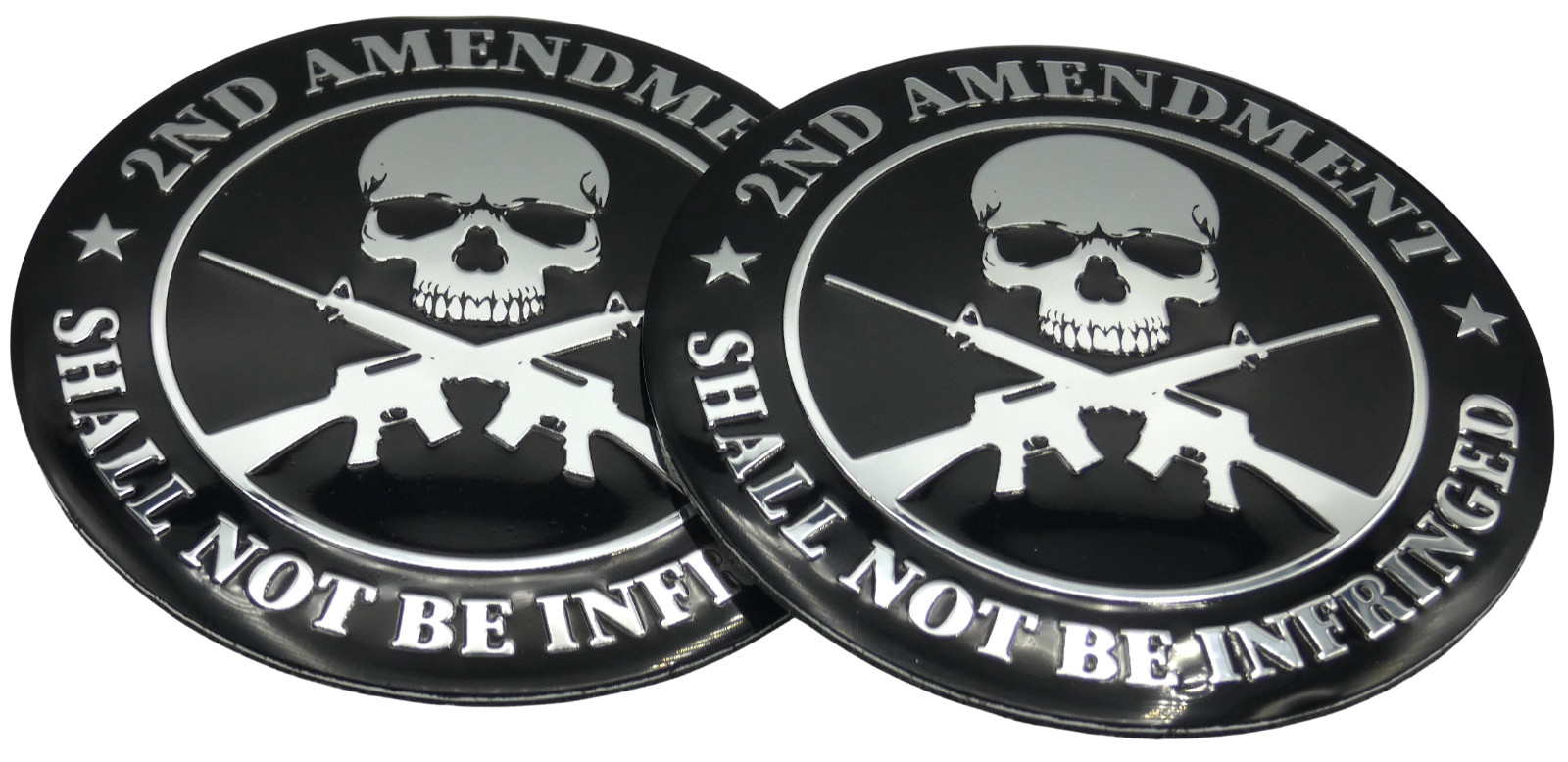 2x Metal 2nd Amendment Decal Sticker Emblem Badge Auto Car Truck Dome 2.20″