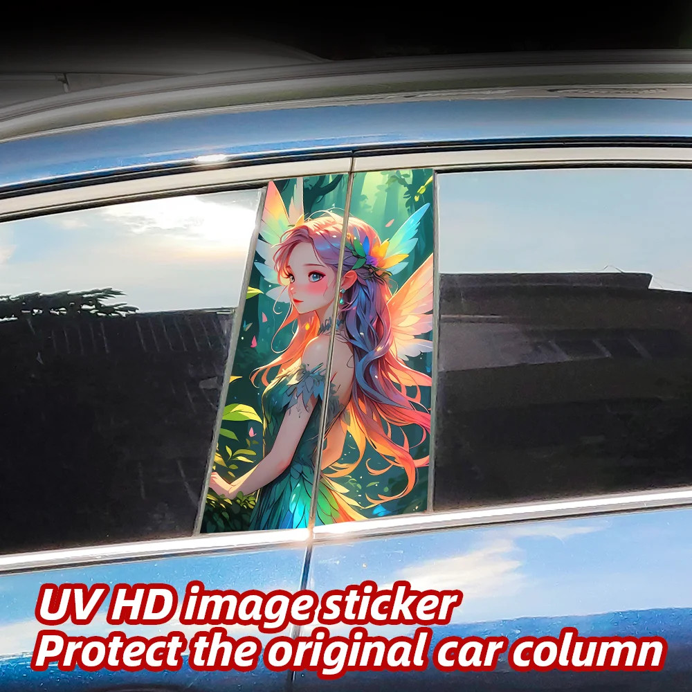 Wing Girl Anime Car B-pillar Vinyl Decals Waterproof Cover Scratches Decor