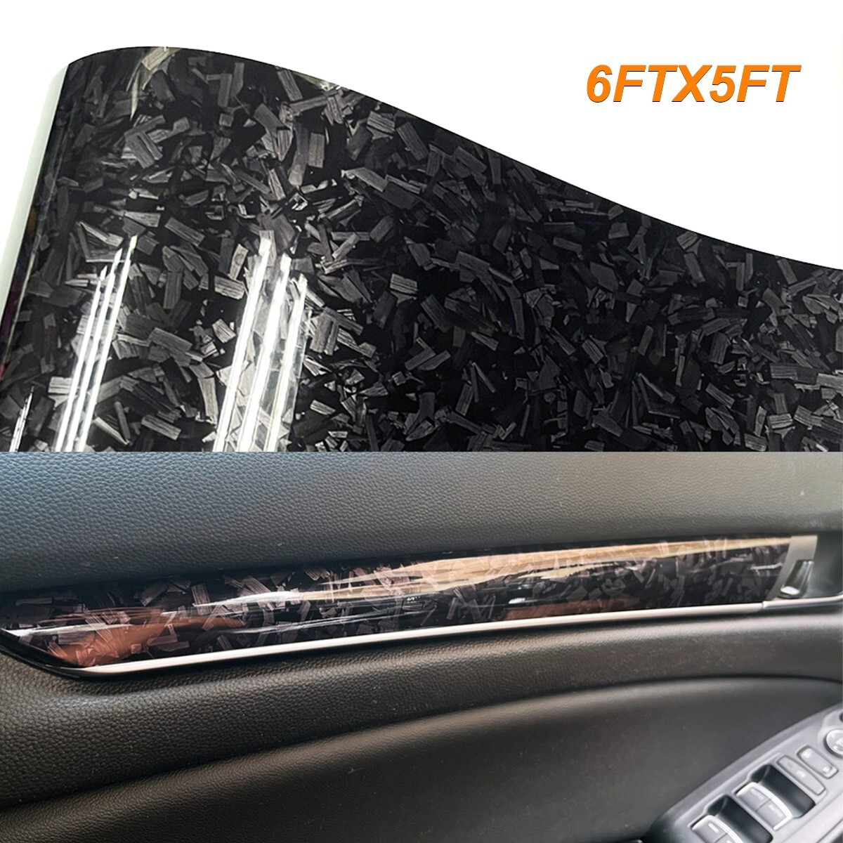 72″x60″ Ultra Gloss PET Liner Black Forged Carbon Fiber Car Vinyl Wrap 6ft x 5ft