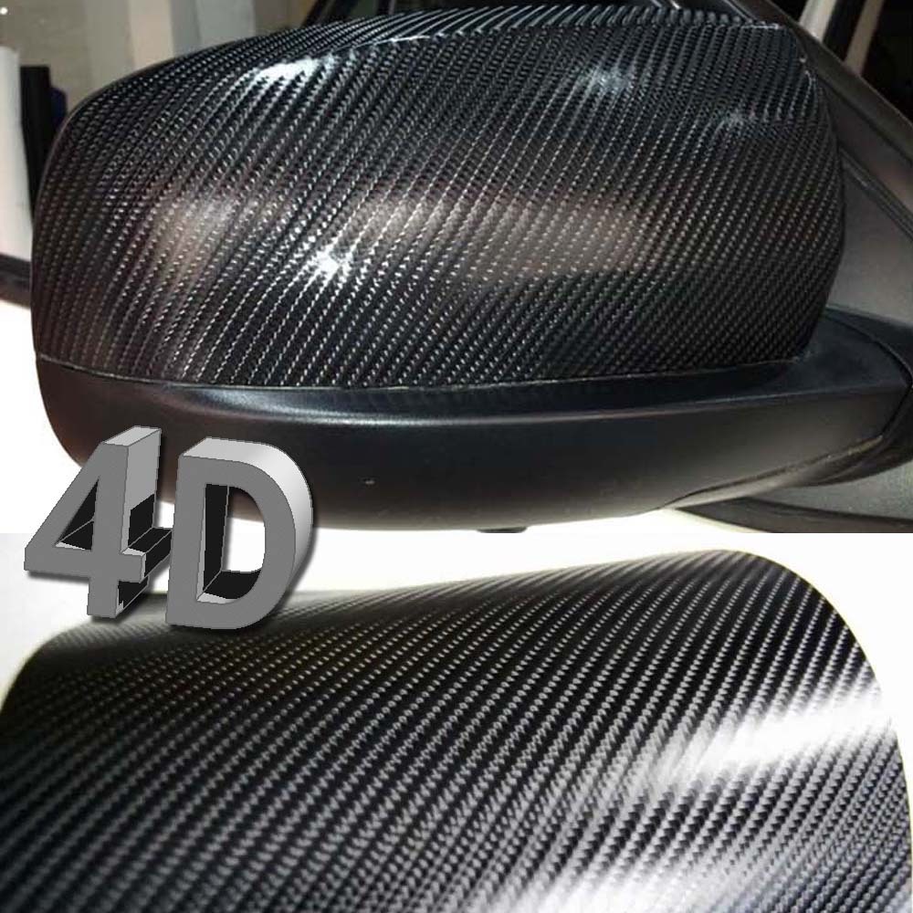 24″ x 60″ Premium 4D Gloss Black Carbon Fiber Vinyl Wrap Bubble Free Air Release
