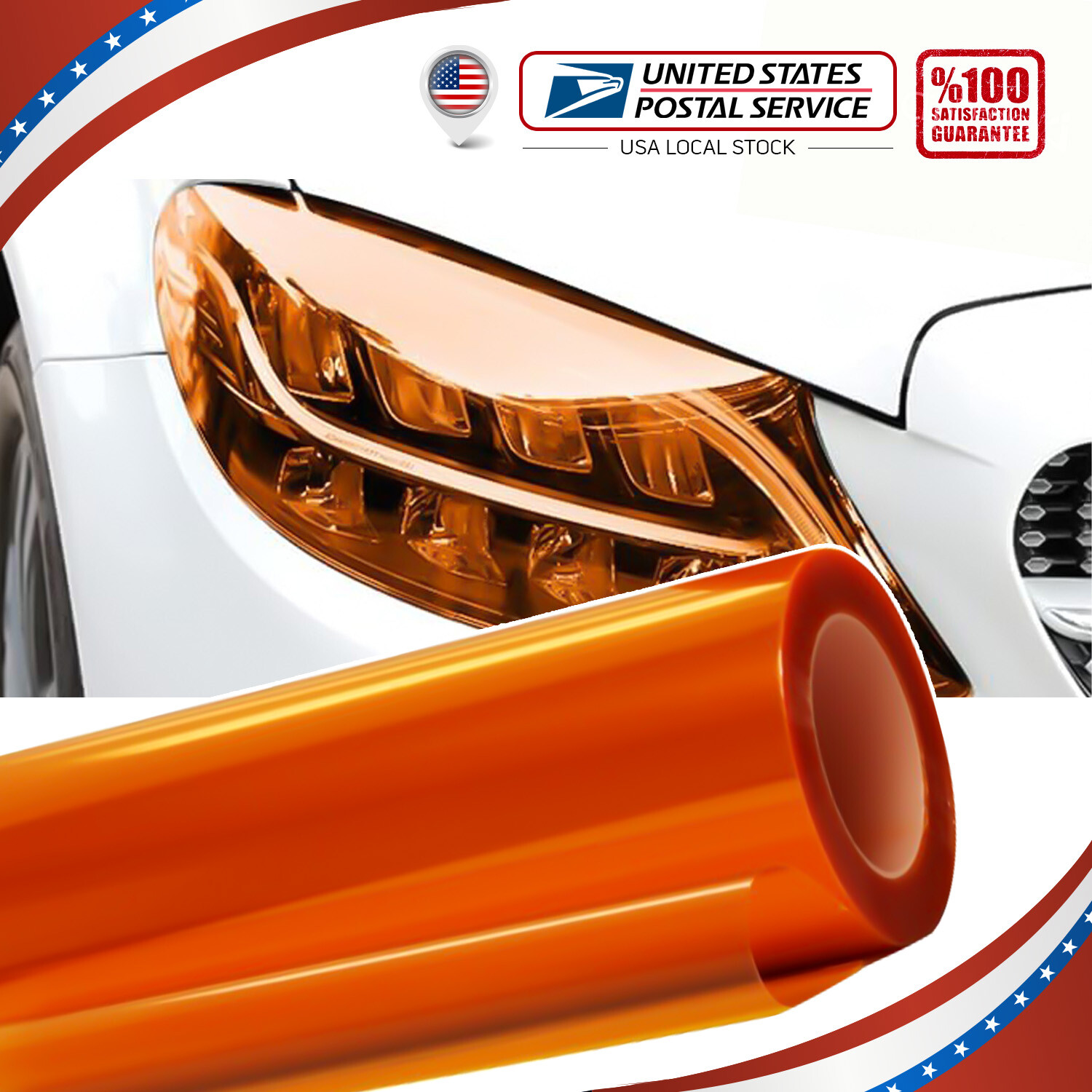 Amber orange Headlight Tail Fog Light Lamp Film Vinyl for Car SUV Trunk MODIGT